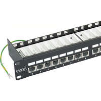 Excel Cat6 24 Port Screened Patch Panel 1U LSA Punch Down Right Angled Black