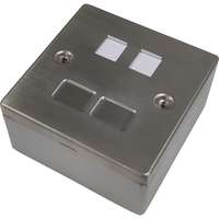 Excel Single Gang Stainless Steel Keystone Faceplate and Back Box 2 Port