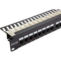 Excel Cat5e 24 Port Unscreened Patch Panel Right-Angled 1U Black