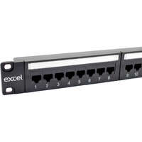 Excel Plus Cat6 24 Port Unscreened Patch Panel 1U LSA Punch Down Black