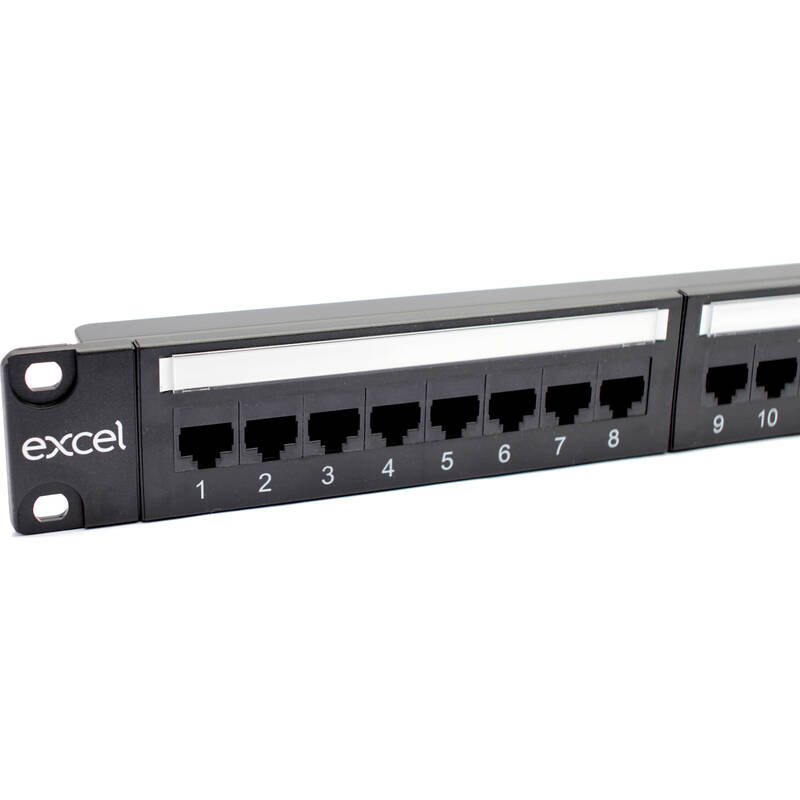 100-372 - Excel Plus Cat6 24 Port Unscreened Patch Panel 1U LSA Punch Down  Black