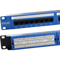 Panel de conexión Excel Plus de Categoría 5e de 24 puertos, 1U (azul)