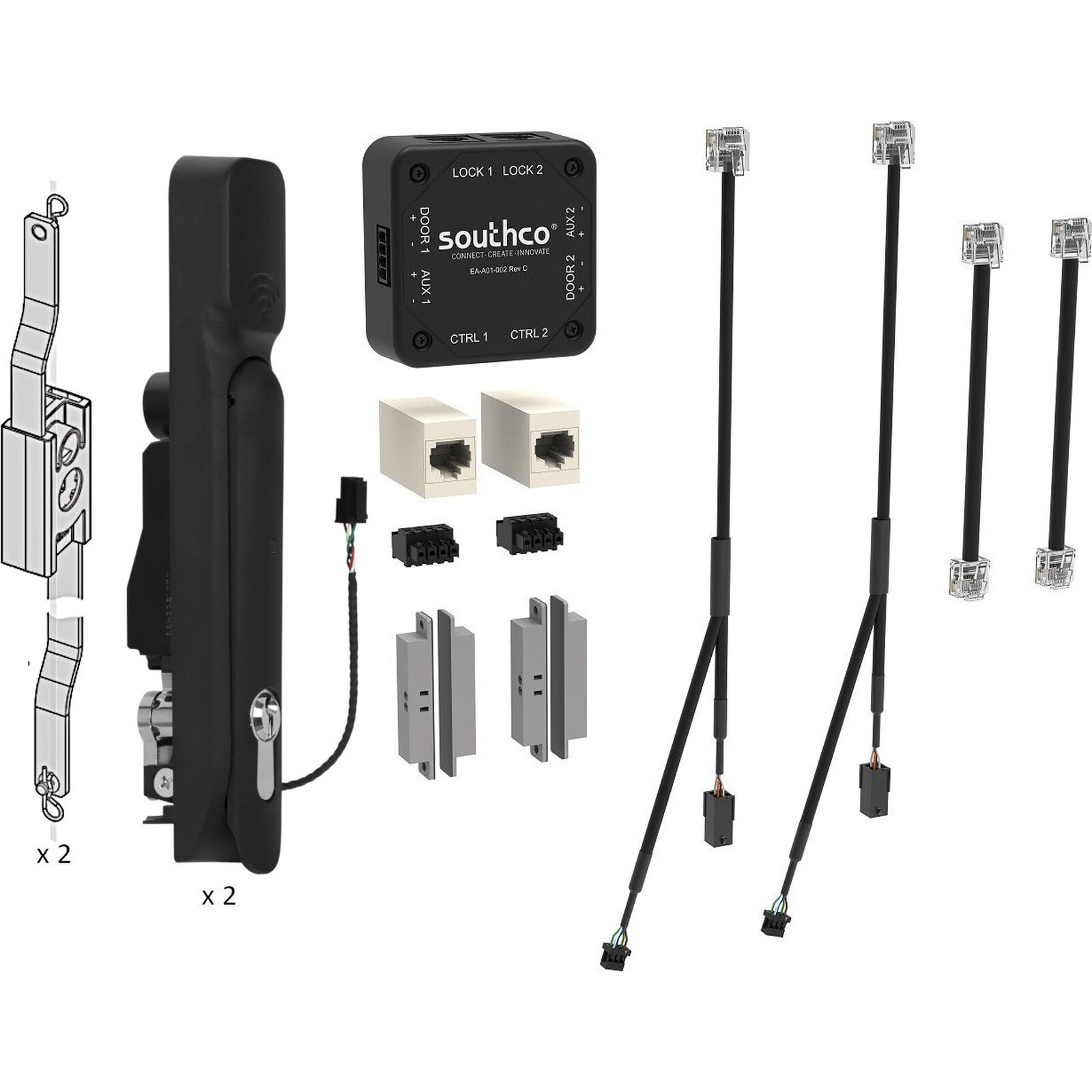 Southco Rack 546-SCO-KT2 - DC Rack Southco Lock Kit 2 Handles with Interconnect Box