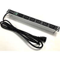 Excel 6 Way Horizontal PDU 6x C19 Socket Passive 16A C20 Plug Switched